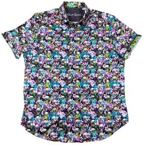 Robert Graham 2XL Perry Multicolor Skull Floral Short Sleeve Shirt $188 NWT